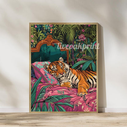 Sleeping Tiger and Puma Wall Art Set