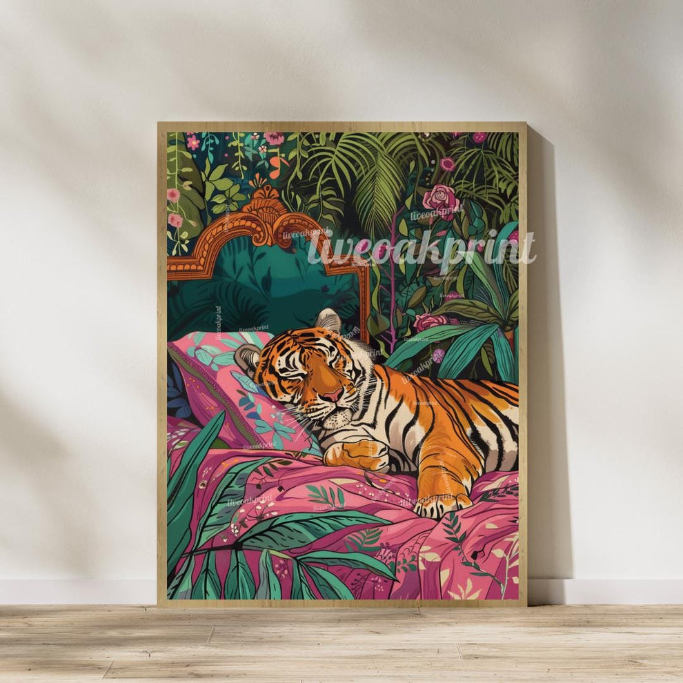 Sleeping Tiger and Puma Wall Art Set