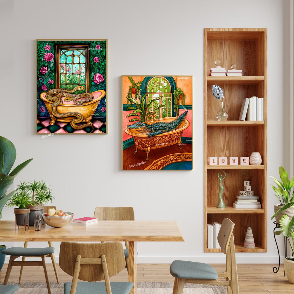 Gator in Bathtub Bathroom Print