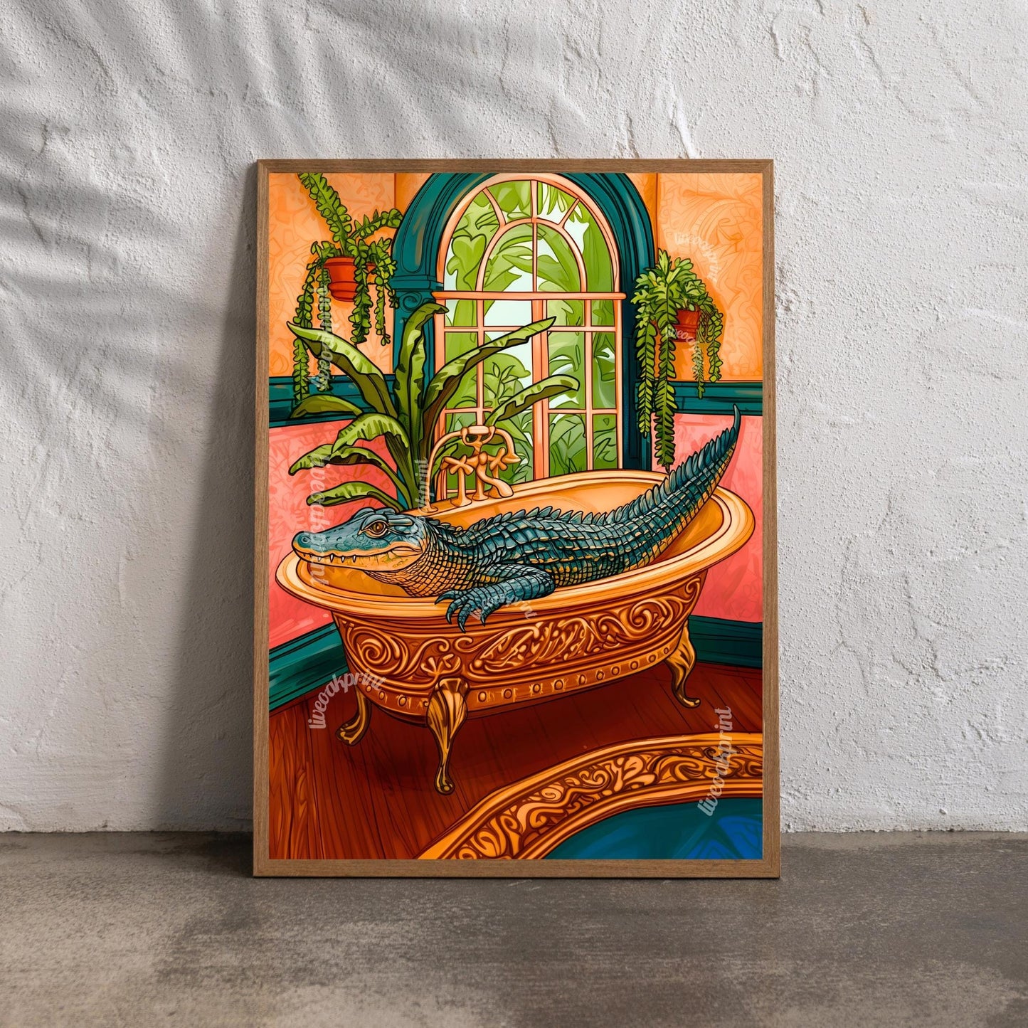 Gator in Bathtub Bathroom Print