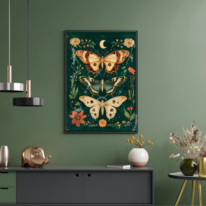 Emerald Green Vintage Scientific Butterfly Print