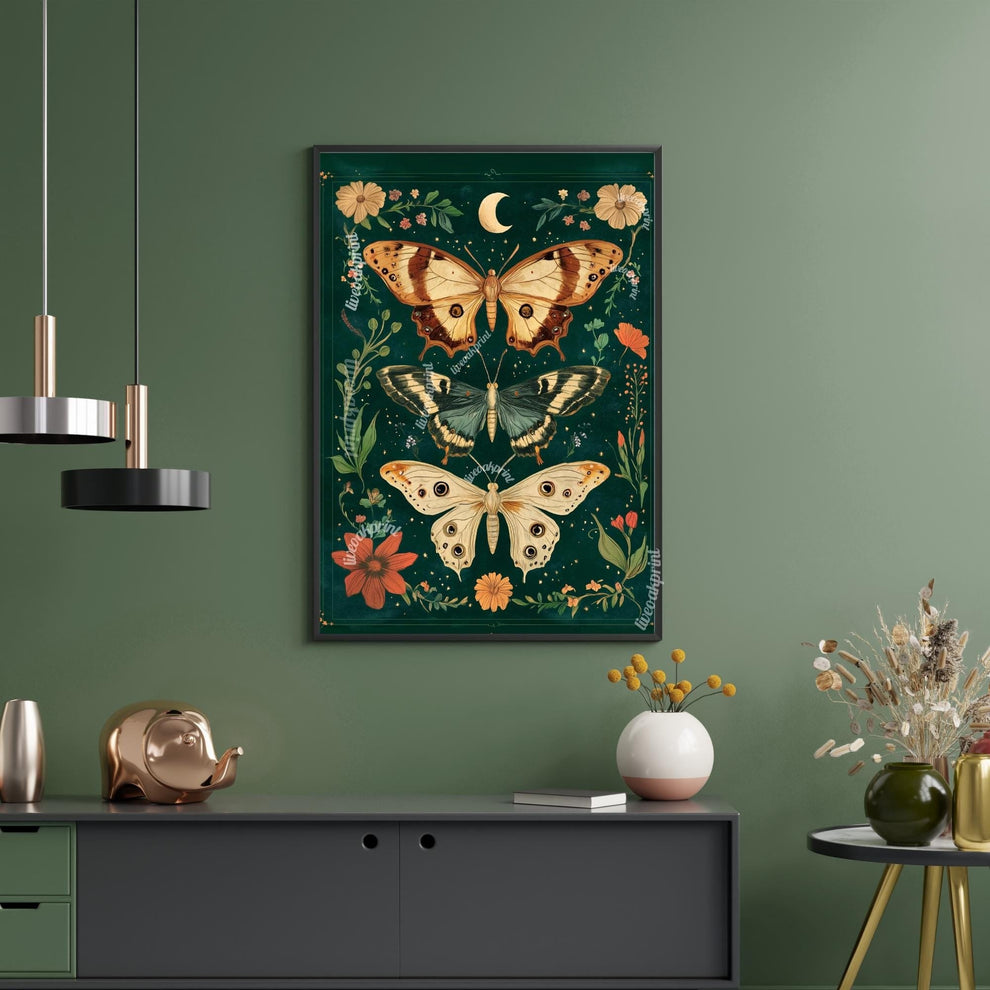 Emerald Green Vintage Scientific Butterfly Print