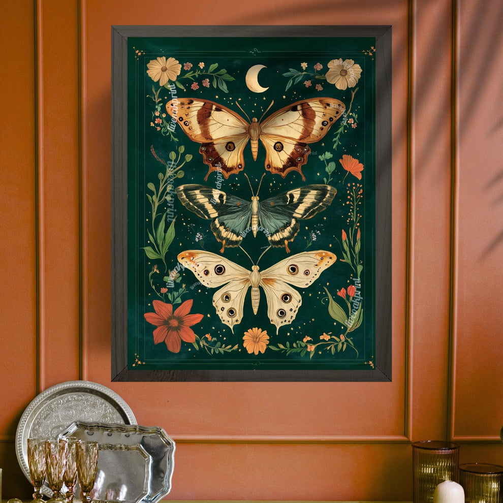 Emerald Green Vintage Scientific Butterfly Print
