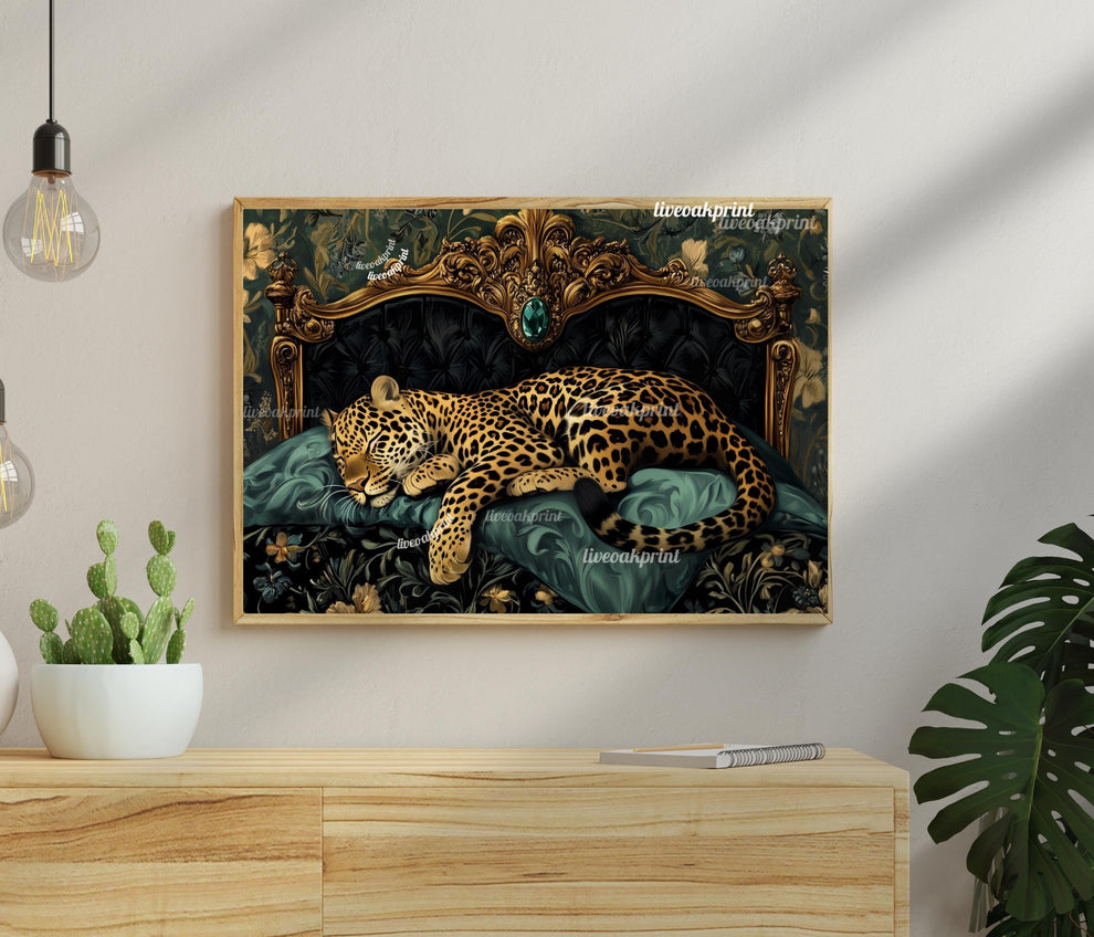 Emerald Green Leopard Wall Art