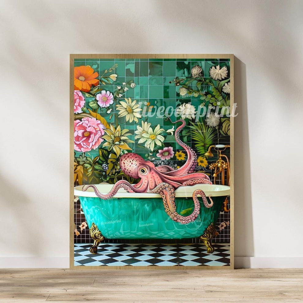 Octopus and Shark in Bathtub Print Bundle