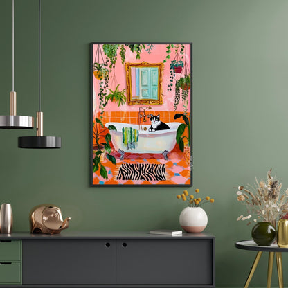 Tuxedo Cat in a Bathtub