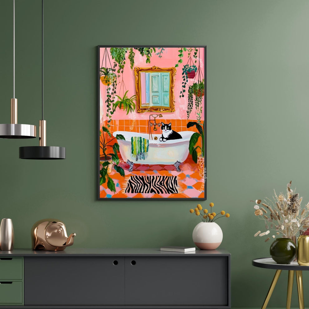 Tuxedo Cat in a Bathtub