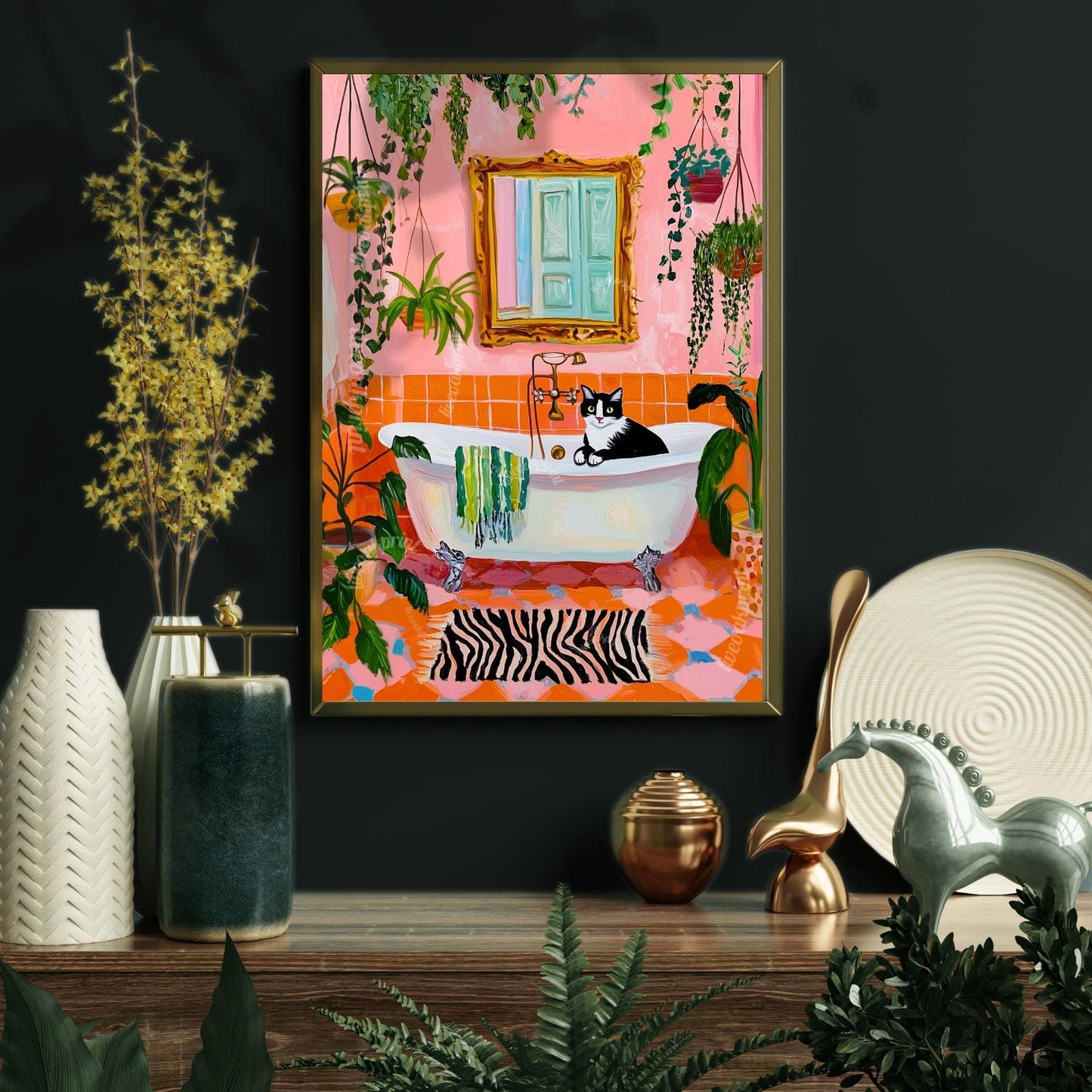 Tuxedo Cat in a Bathtub