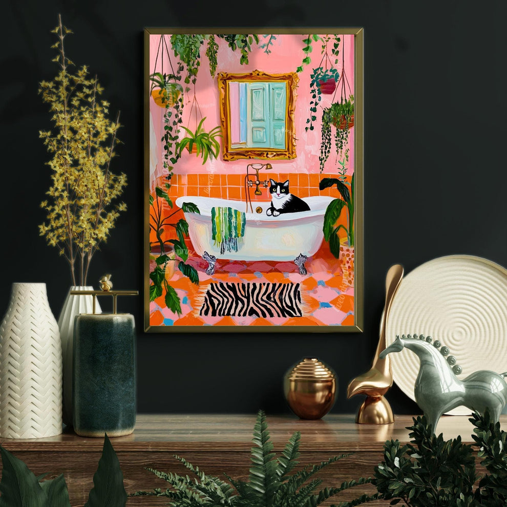 Tuxedo Cat in a Bathtub