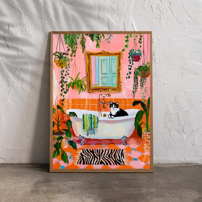 Tuxedo Cat in a Bathtub