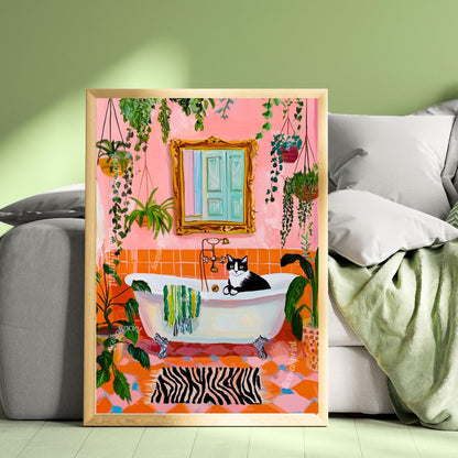 Tuxedo Cat in a Bathtub