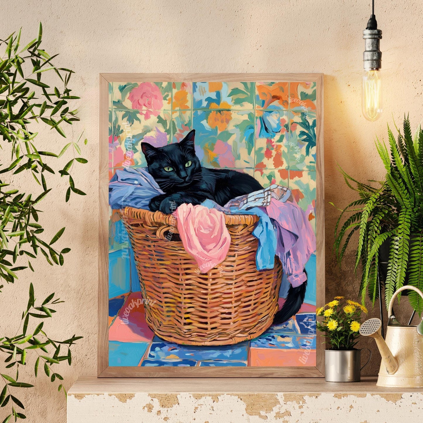 Black Cat Laundry Print