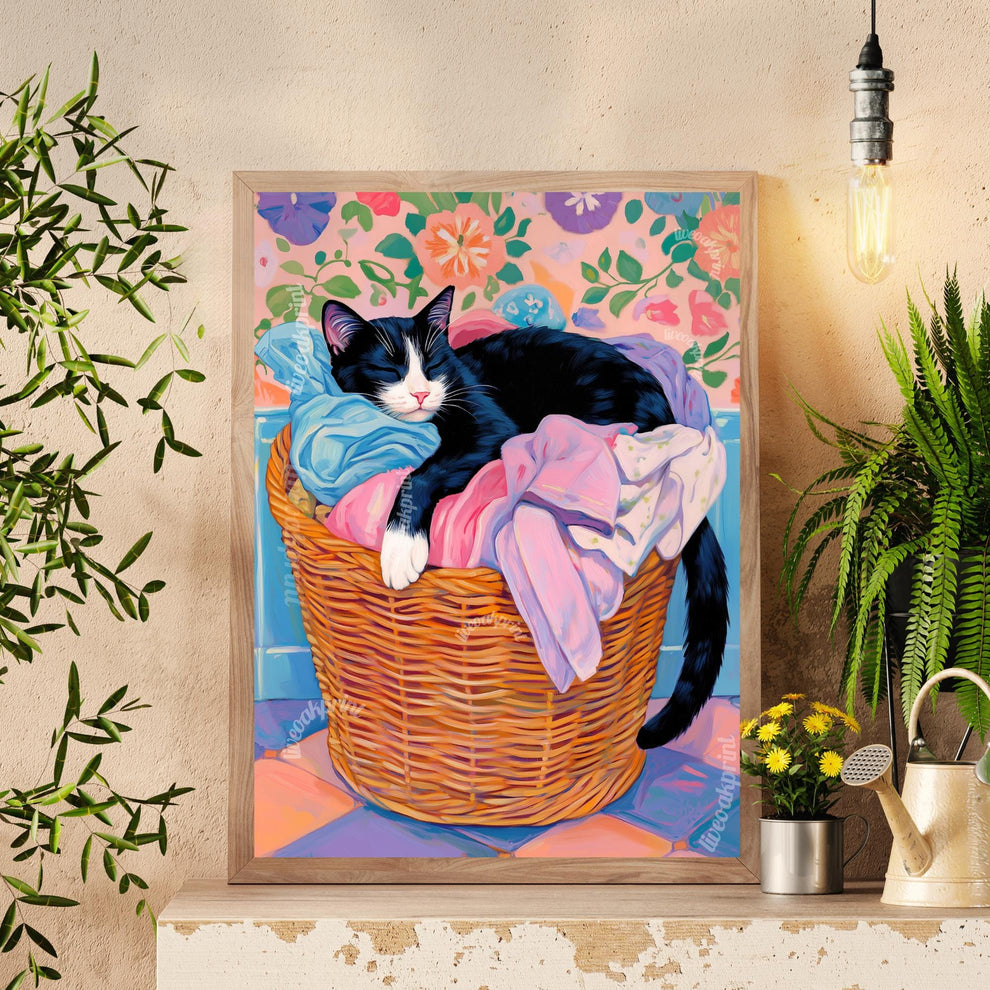 Tuxedo Cat Laundry Wall Art