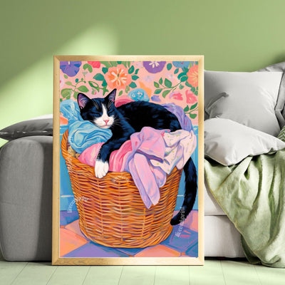 Tuxedo Cat Laundry Wall Art