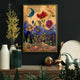 Whimsical Flowers and Moon Art Print