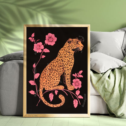 Pink and Black Leopard Wall Art