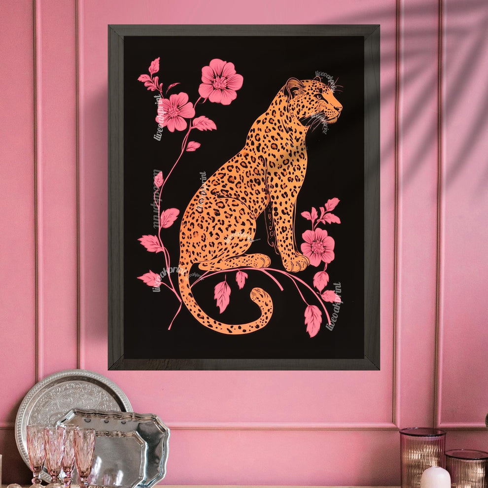 Pink and Black Leopard Wall Art