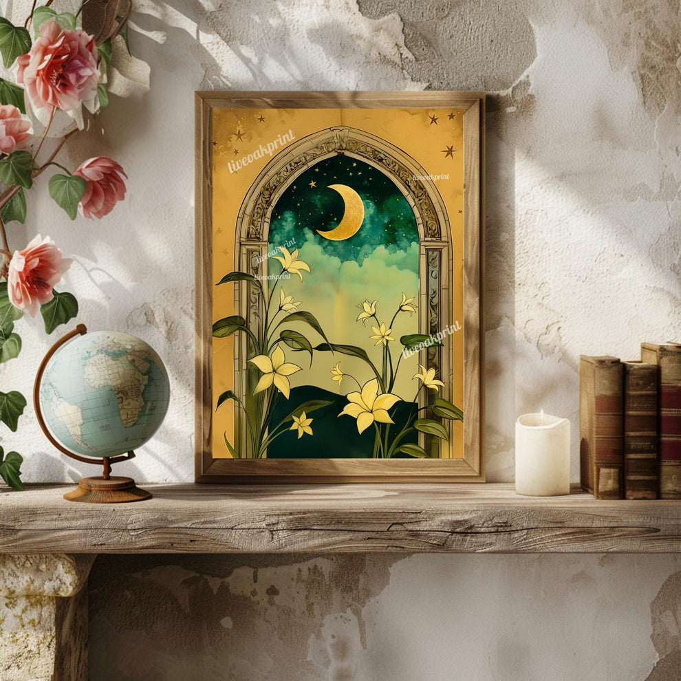 Moonlit Botanical Arch Wall Art