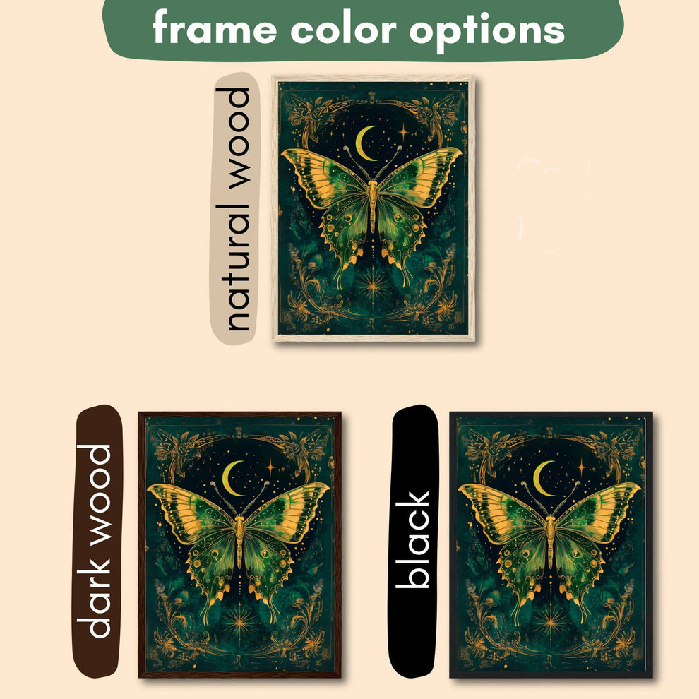 Mystical Emerald Green Vintage Butterfly Print