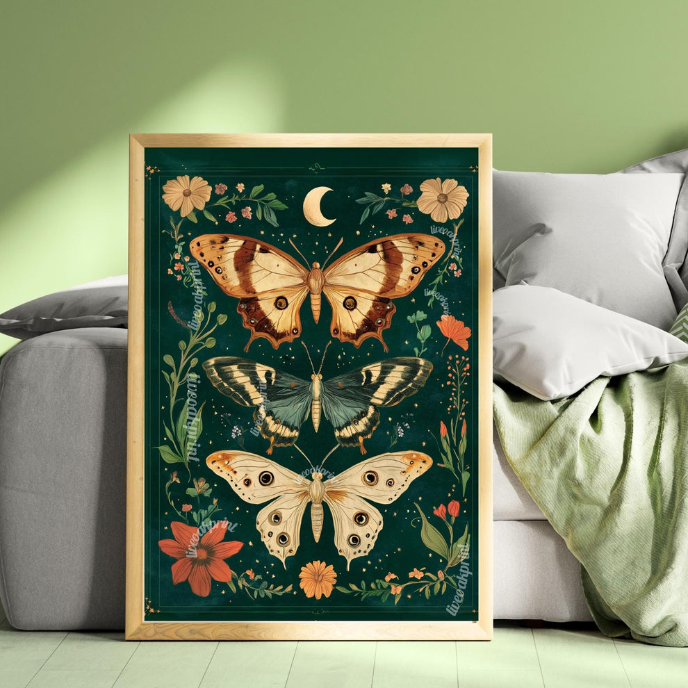 Emerald Green Vintage Scientific Butterfly Print