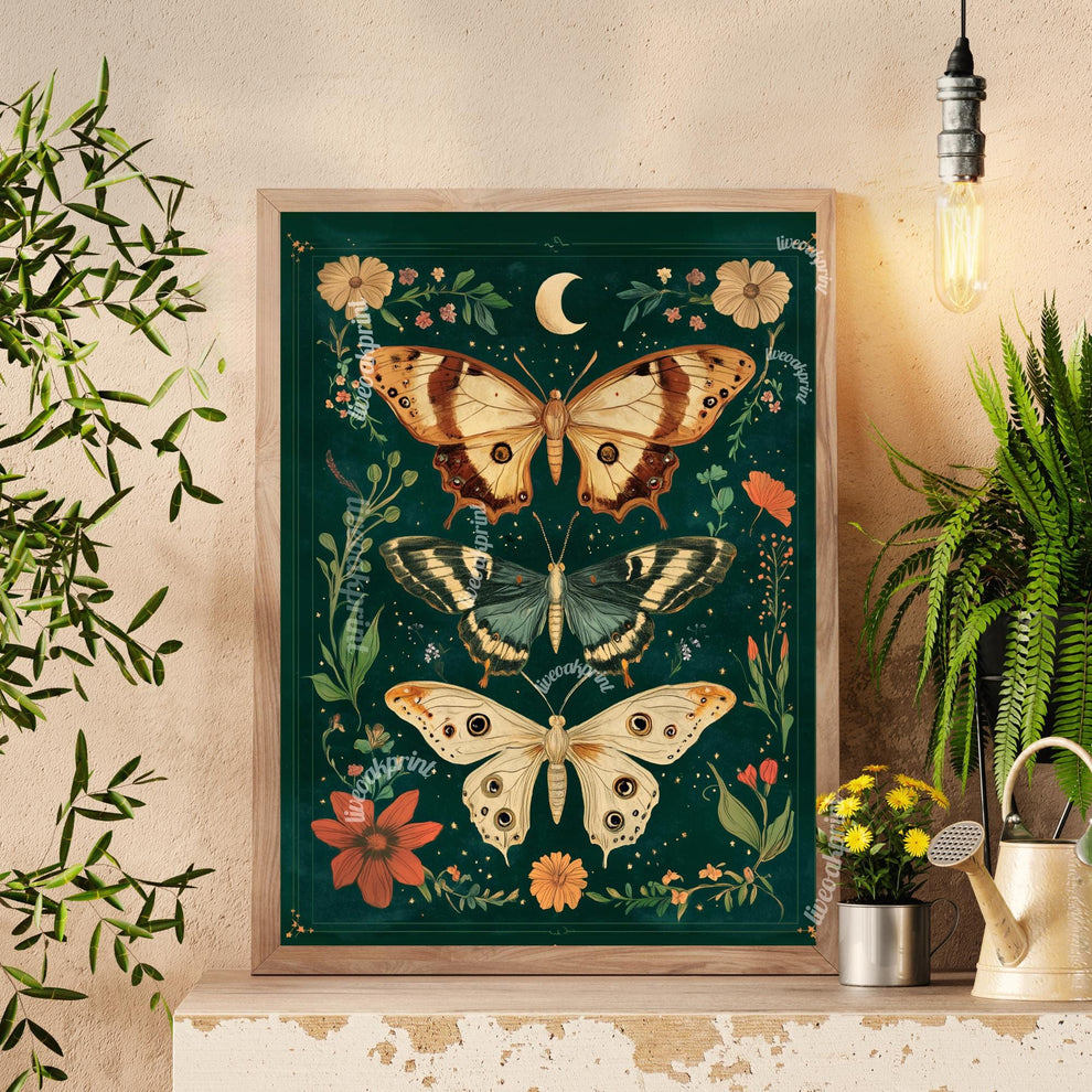 Emerald Green Vintage Scientific Butterfly Print