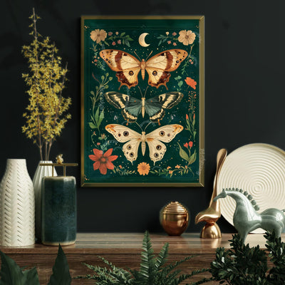 Emerald Green Vintage Scientific Butterfly Print