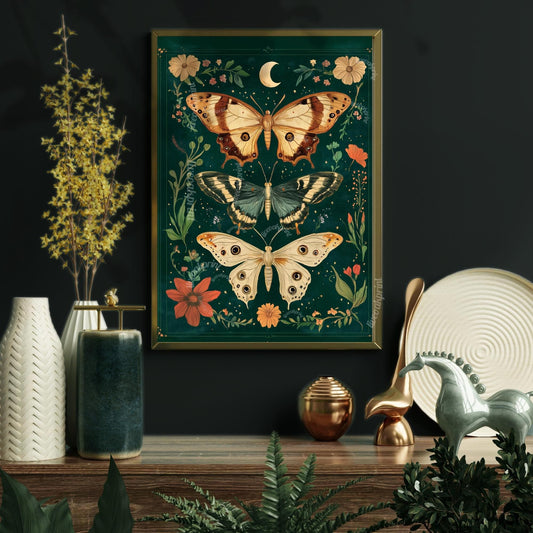 Emerald Green Vintage Scientific Butterfly Print