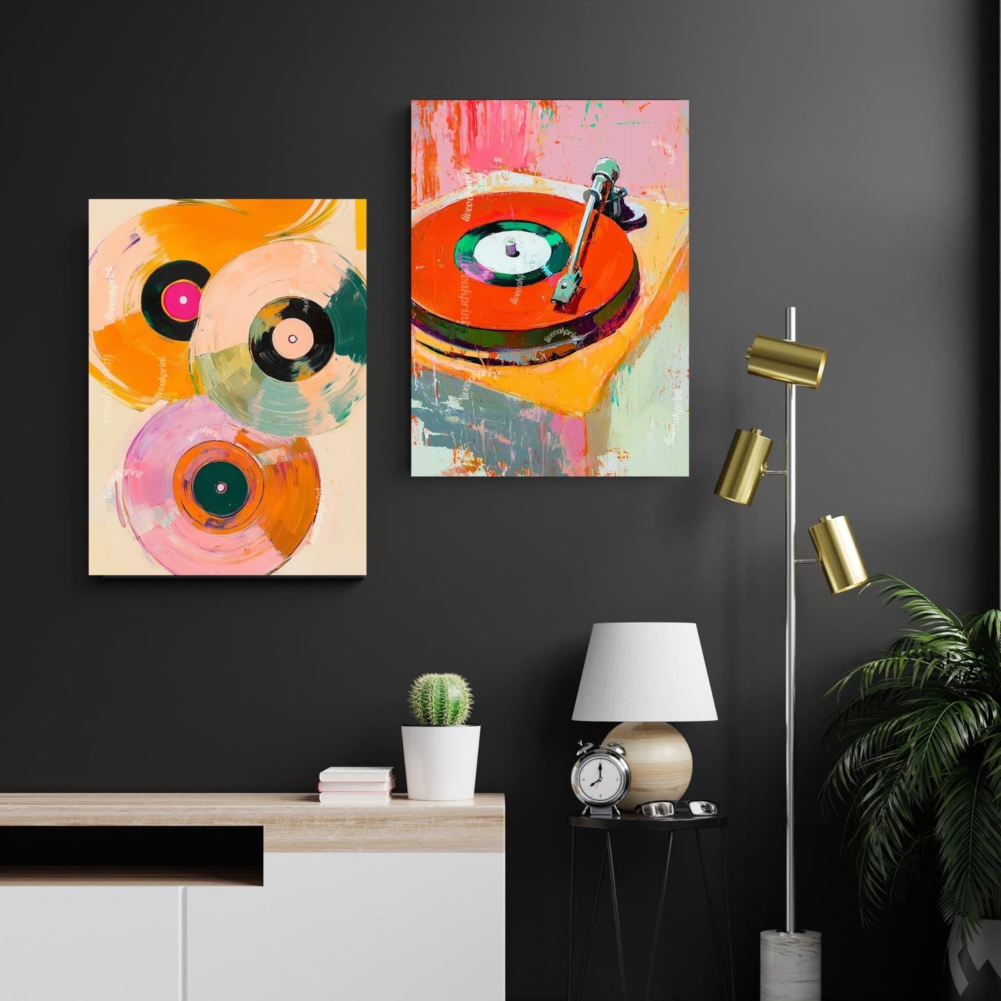 Red Retro Record Playing Painting