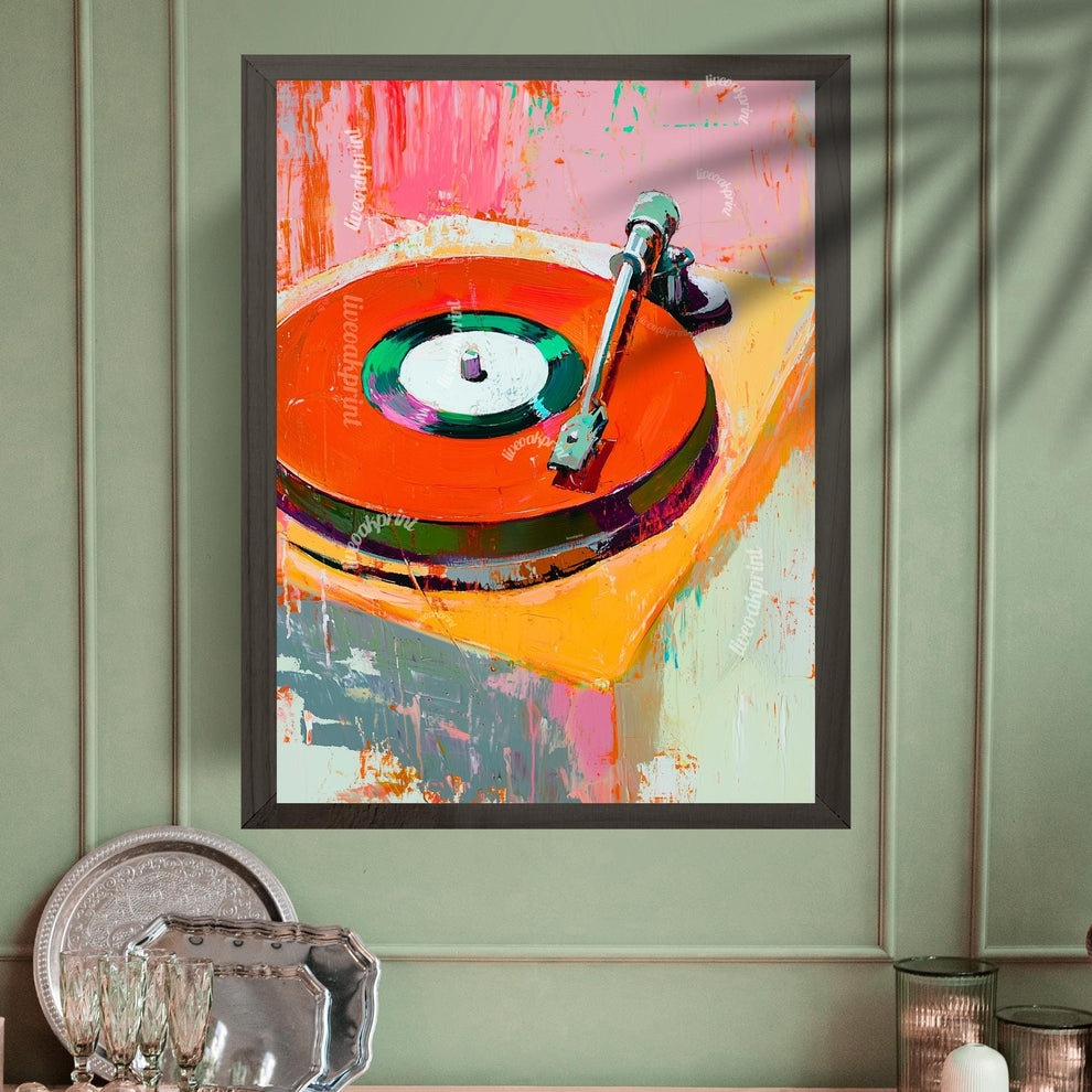 Red Retro Record Playing Painting