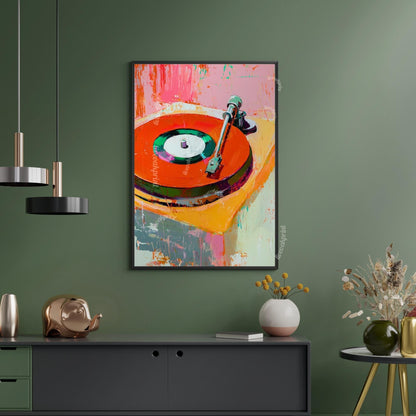 Red Retro Record Playing Painting