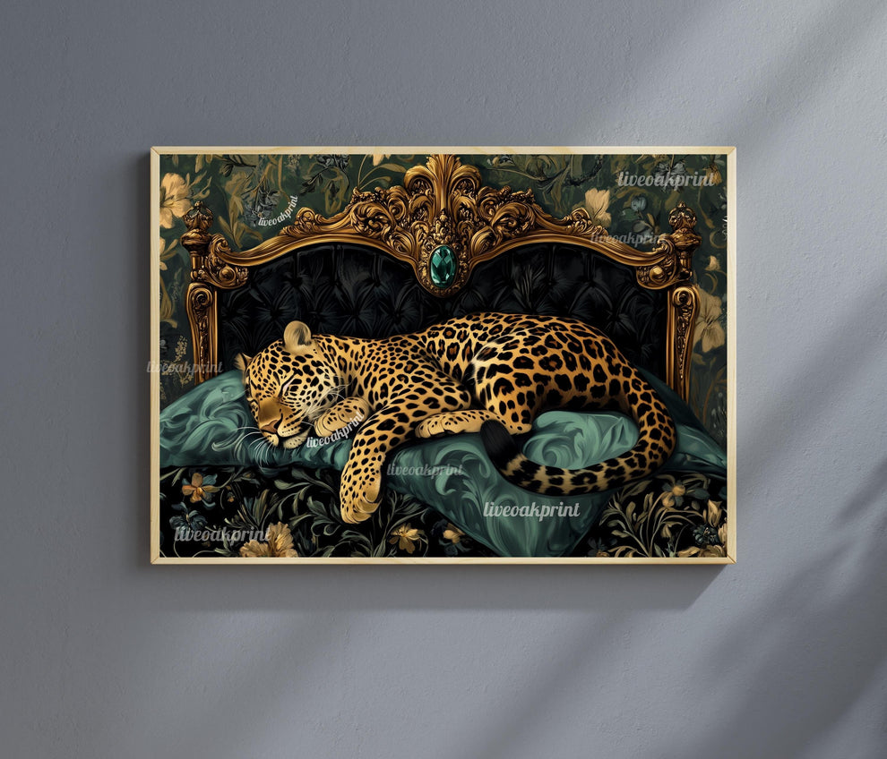 Emerald Green Leopard Wall Art