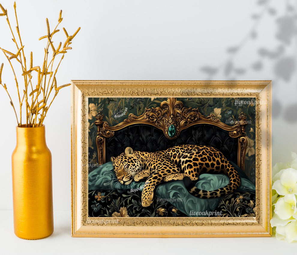 Emerald Green Leopard Wall Art