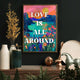 Love Is All Around Print - Beach Typography Wall Art - Vibrant and Modern Coastal Decor