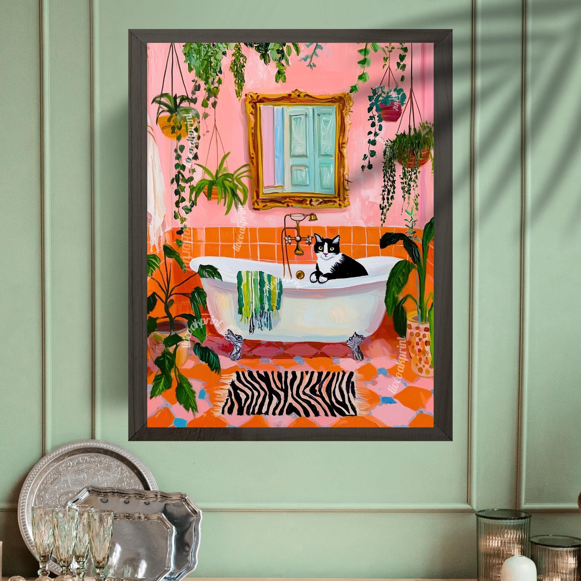 Tuxedo Cat in a Bathtub