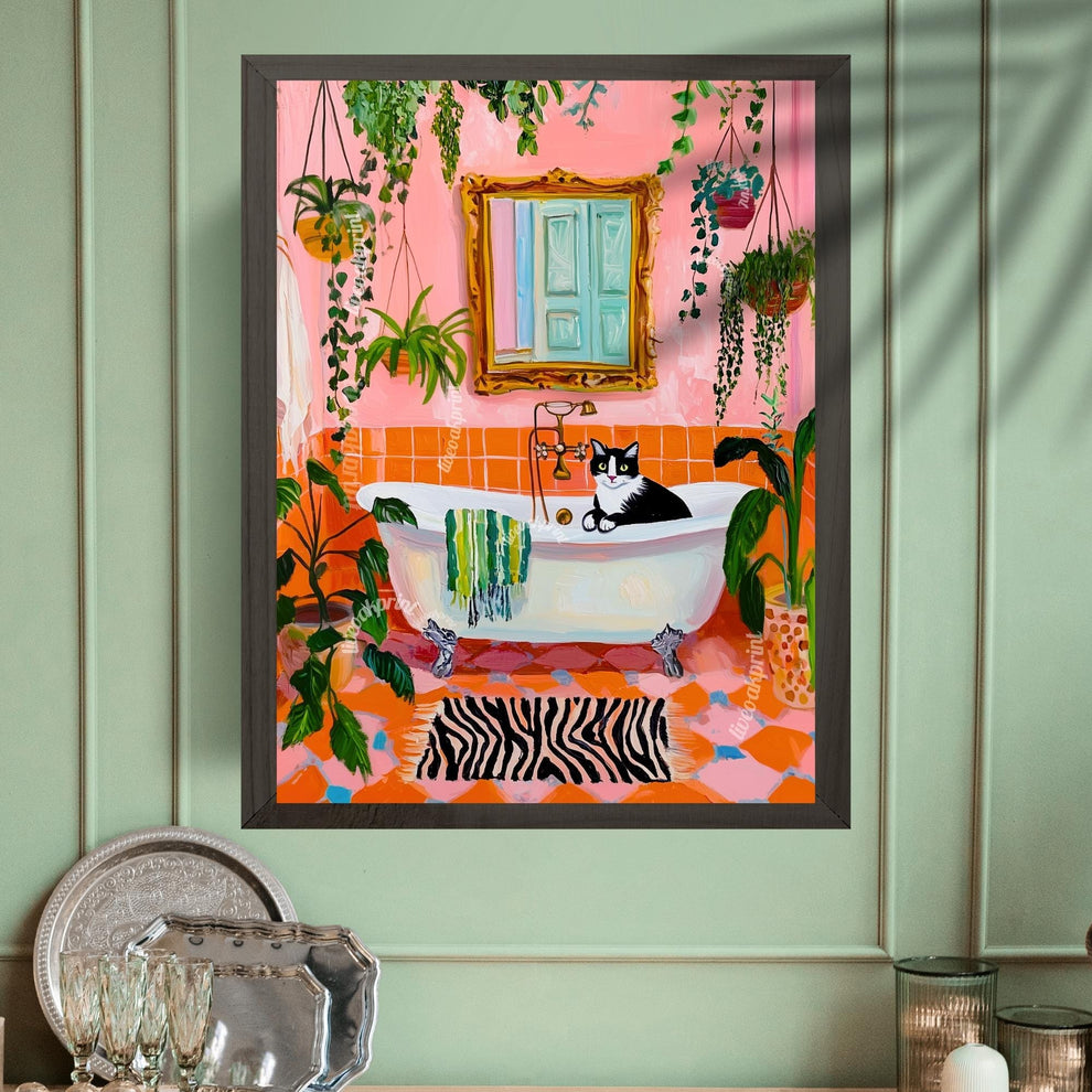 Tuxedo Cat in a Bathtub