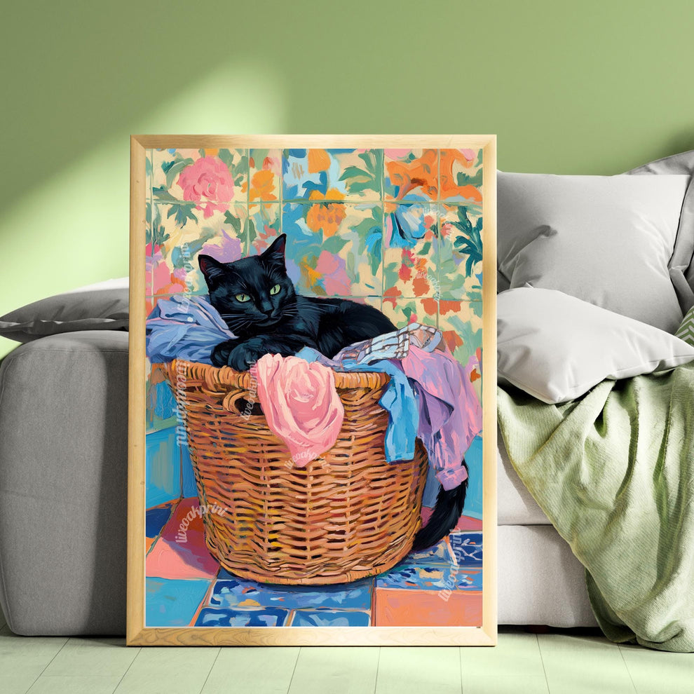 Black Cat Laundry Print