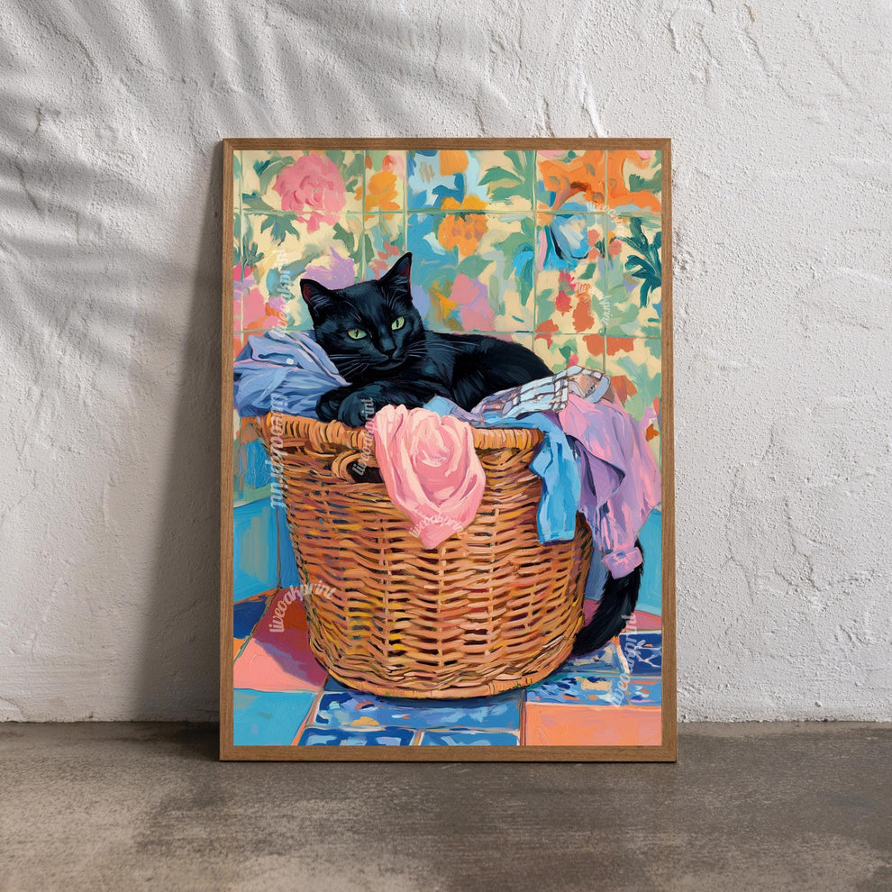Black Cat Laundry Print