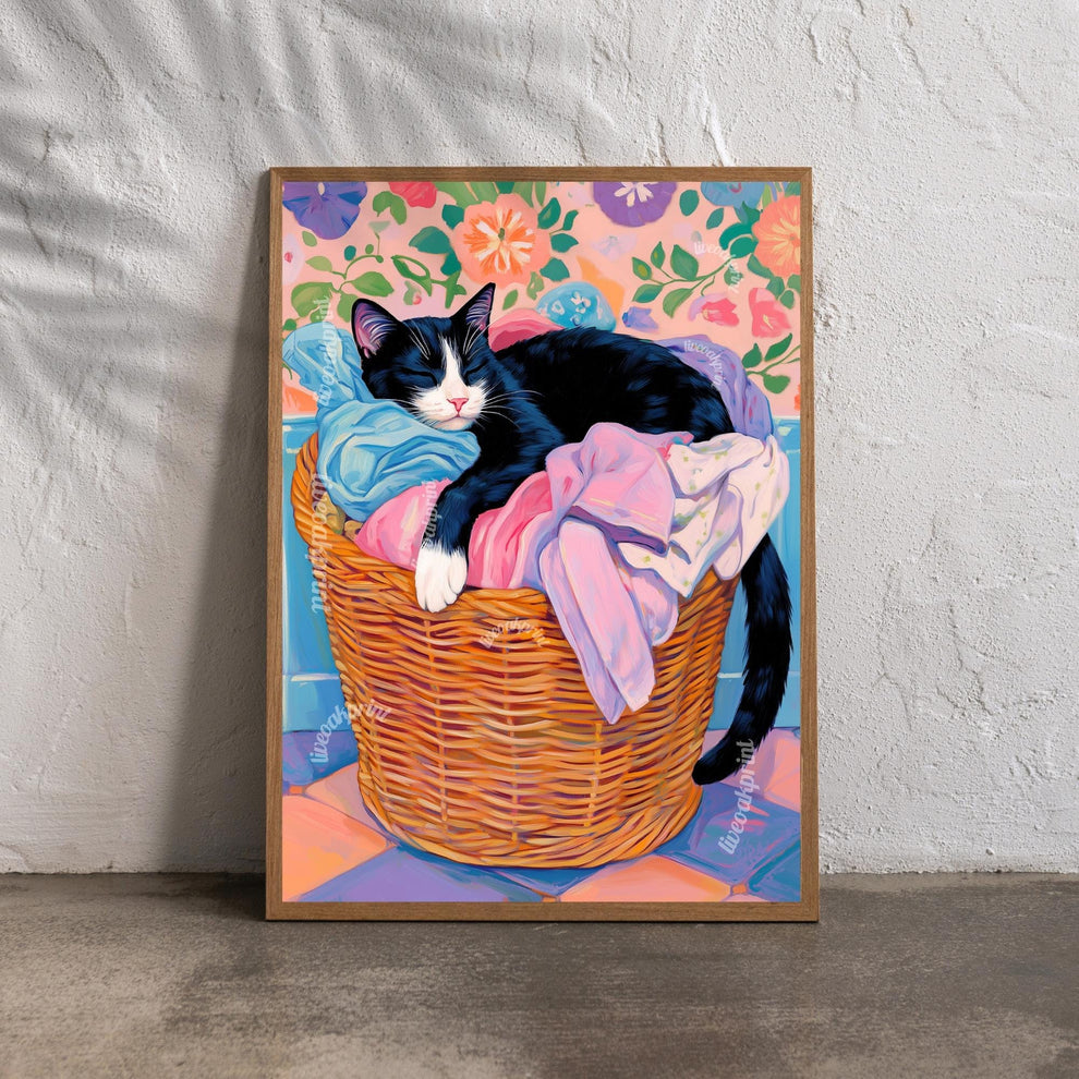 Tuxedo Cat Laundry Wall Art