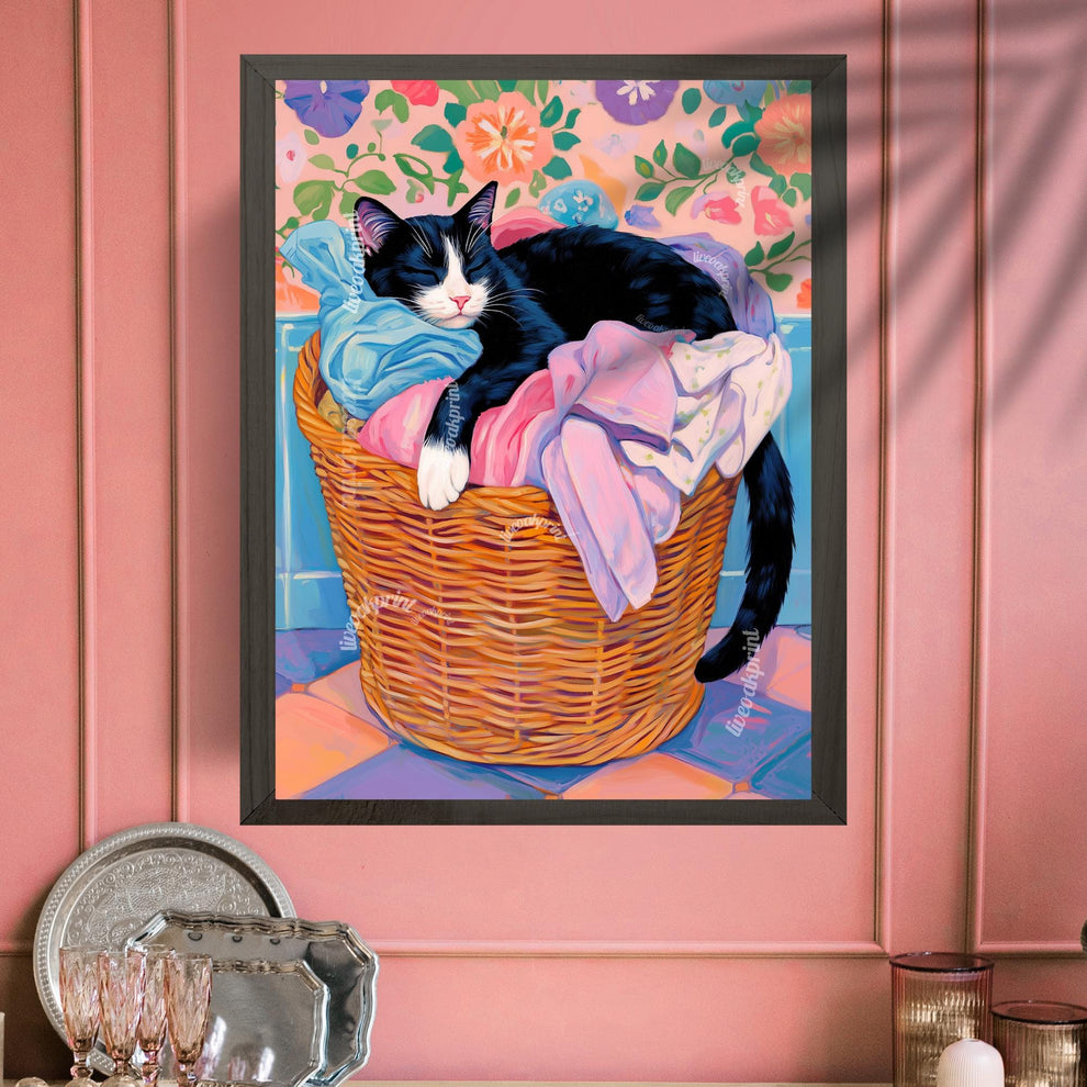 Tuxedo Cat Laundry Wall Art