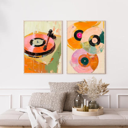 Retro Record Player and Vinyl Records