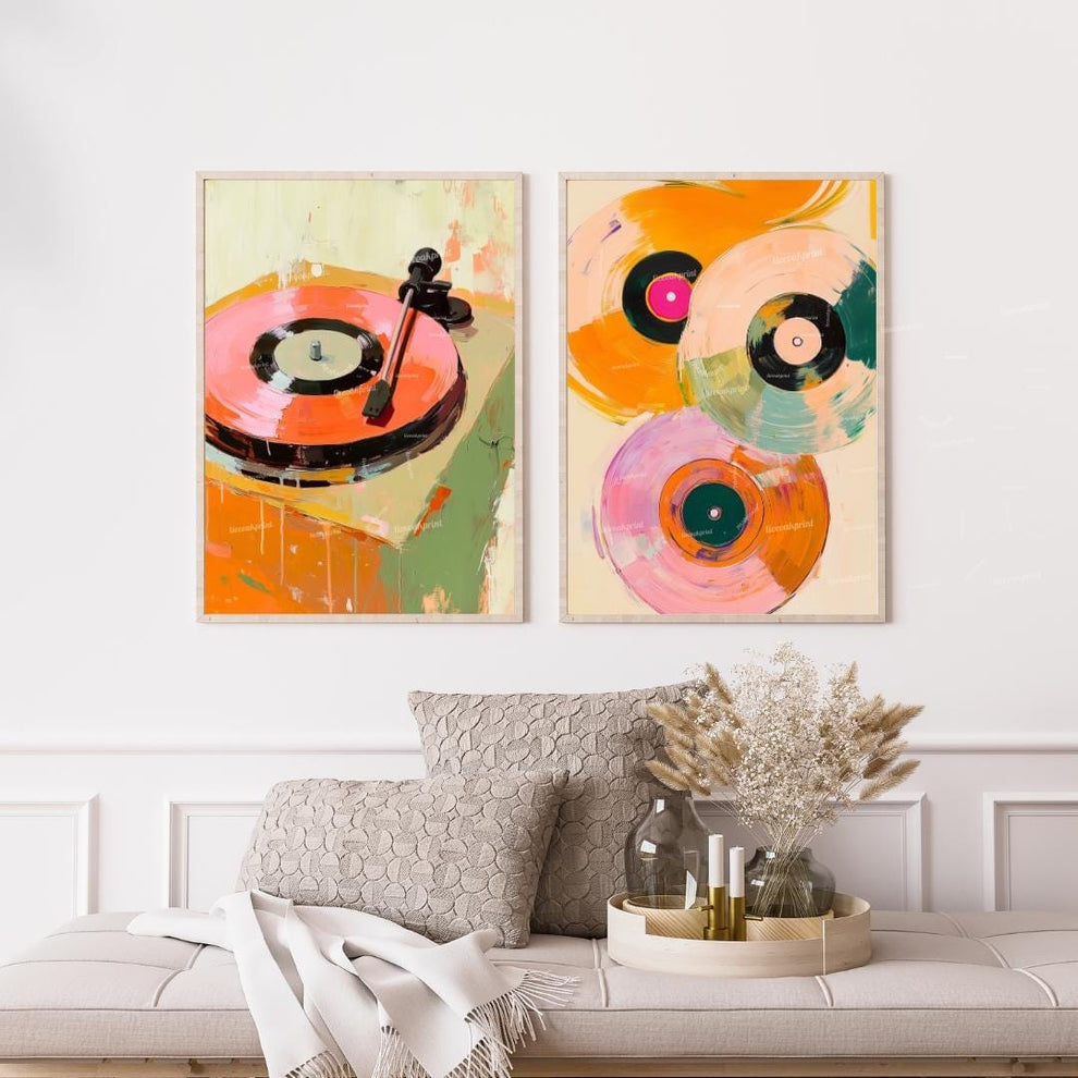 Retro Record Player and Vinyl Records