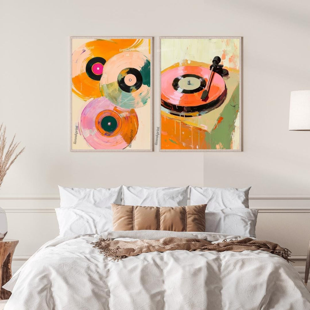 Retro Record Player and Vinyl Records