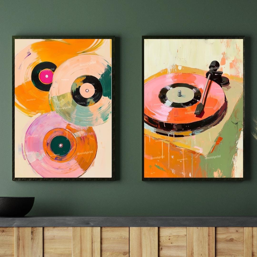 Retro Record Player and Vinyl Records