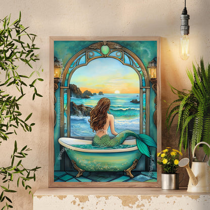 Mermaid in a Bathtub Print