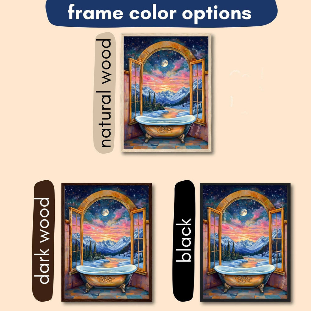 Fantasy Bathtub Print - Celestial Bathroom Wall Art - Moon and Stars Bathtub Decor - Maximalist Fantasy Art - Magical Sky and Moon Print