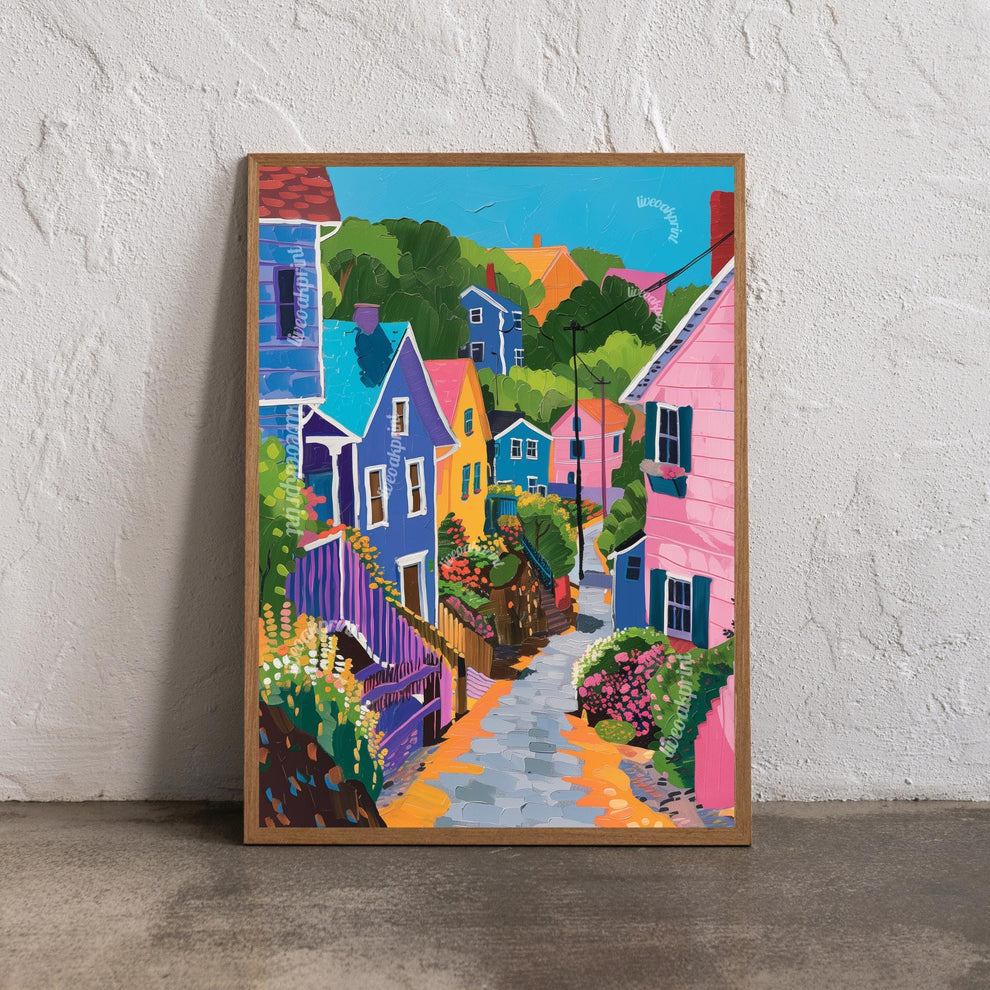 Quaint and Cozy Little Town Print