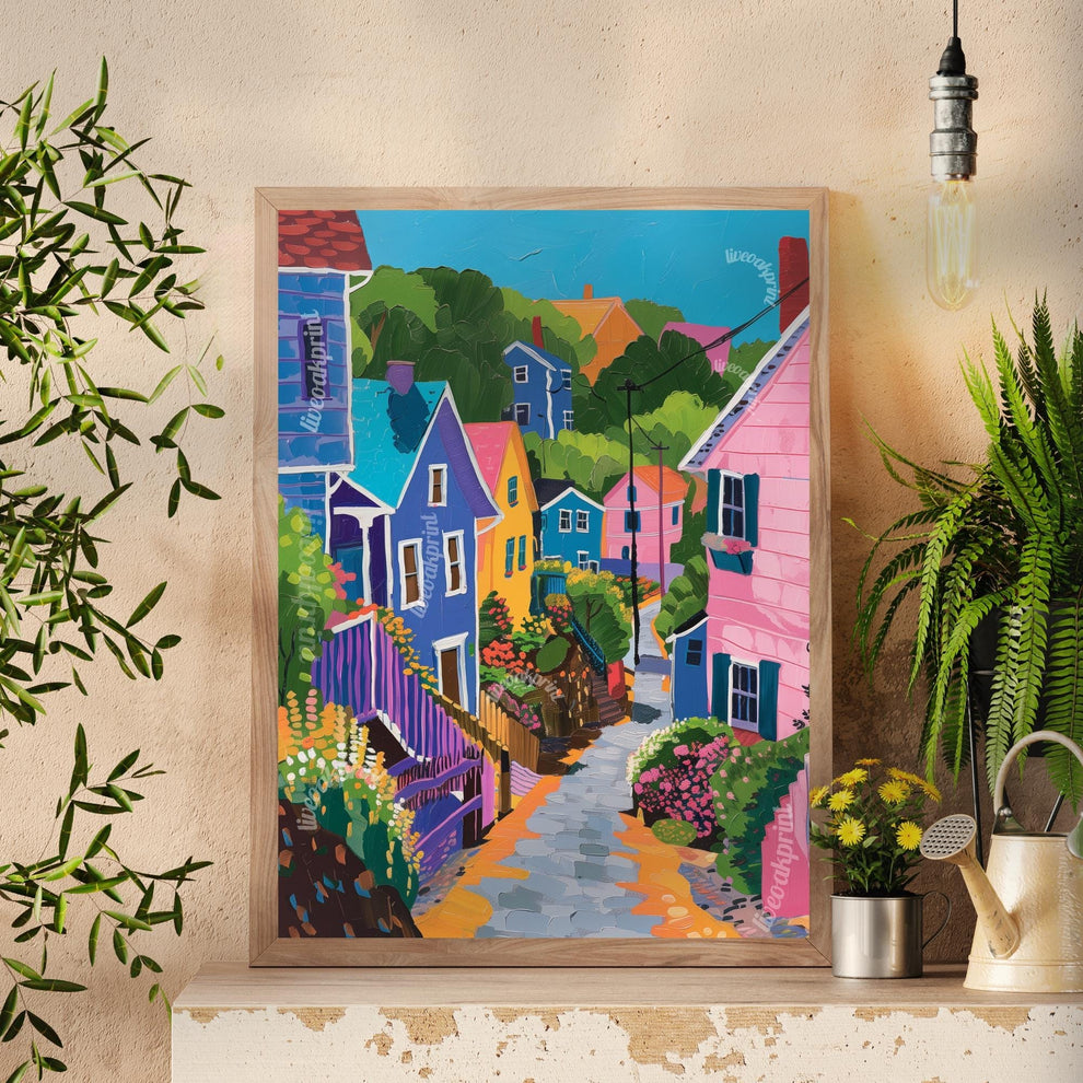 Quaint and Cozy Little Town Print