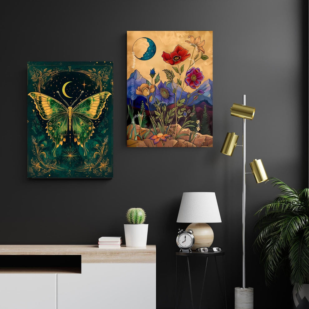 Mystical Emerald Green Vintage Butterfly Print