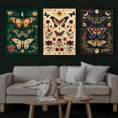 Moody Aesthetic Vintage Butterfly Set of Three