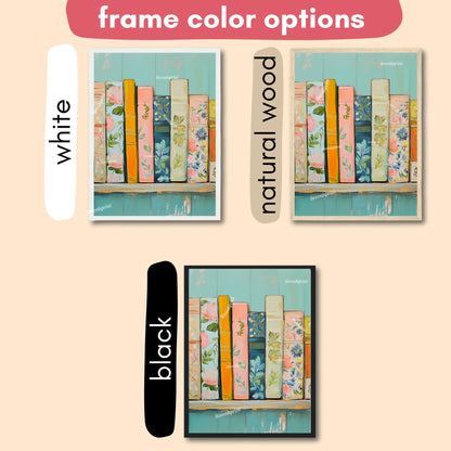 Pastel Bookshelf Print - Dreamy Book Lover Wall Art - Soft Blue and Pink Bookshelf Decor - Cozy Reading Nook Aesthetic